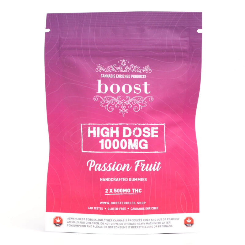 1000mg THC Passion Fruit Gummies (Boost Edibles)