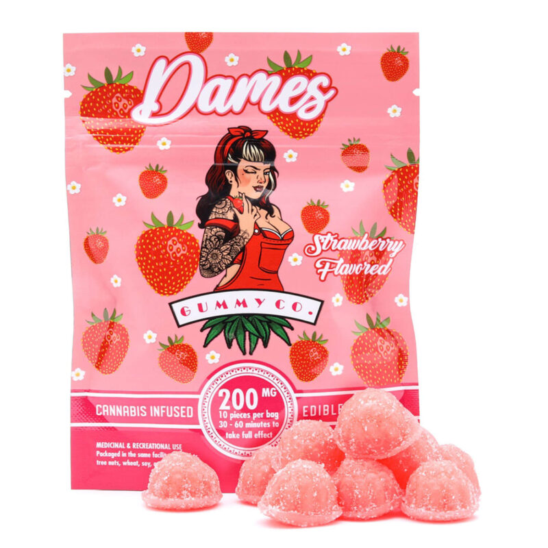 200mg THC Strawberry Gummies (Dames)