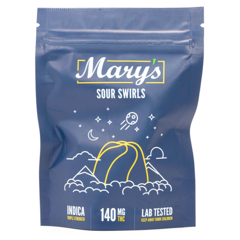 Triple Strength Indica Sour Swirls 140mg THC (Mary’s Edibles)