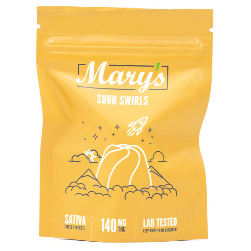 Triple Strength Sativa Sour Swirls 140mg THC (Mary’s Edibles)