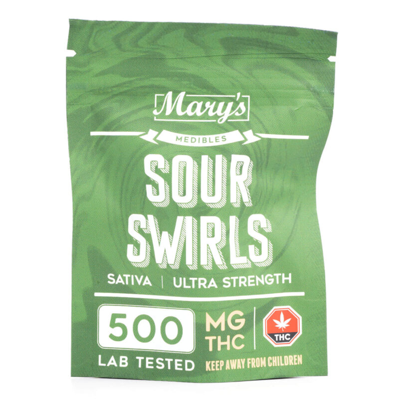 Ultra Strength Sativa Sour Swirls 500mg THC (Mary’s Edibles)