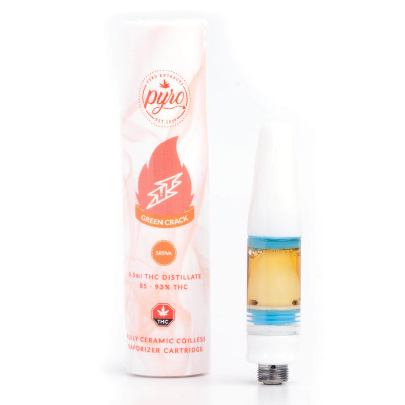 Green Crack THC Distillate Ceramic Cartridge (Pyro Extracts) 0.5ml